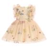 IBTOM CASTLE Flower Girl Dress Toddler Baby Girls Birthday Party Floral Embroidered Tulle Dress Wedding Pageant Dress Easter Boho Cake Smash Photo Shoot Outfit Apricot-Floral 12-18 Months view 4