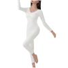 Women's Solid Color V-Neck Cashmere Undershirts with Chest Cushion and Warm Pants 2 Piece Thermal Sleepwear Sets 2024 view 3