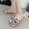 Gikleihwy Womens Slip On Slide Slippers Casual Bow-Knot Square Toe Open Toe Summer Flats Sandals Beautiful Comfort Four Season Dress Shoe Indoor House(White,7.5 US) view 2