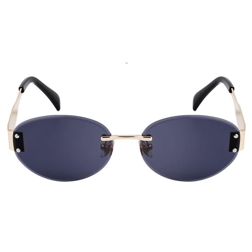 helena 2025 Fashion Rimless Oval Sunglasses Women Luxury Vintage Metal Small Frame Sun Glasses For Lady round Eyewear (C1)