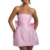 owsber Summers Dress with Bow Women's Solid Color Bustier Mini Homecoming Party Dress (Pink,Medium) view 1