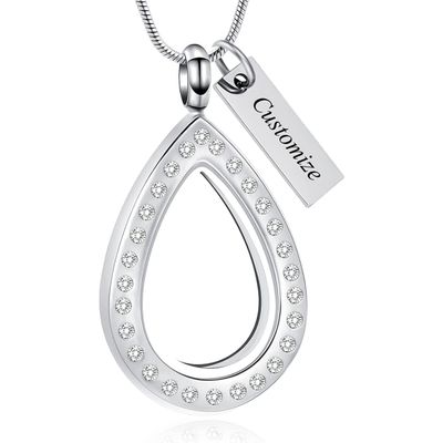 AIWENXI Teardrop Ashes Necklaces for Men Women Glass Urns Necklaces for Ashes Stainless Steel Ashes Holder Memorial Small Urns Keepsakes Pendant Jewelry