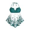ROSE GAL 3D Figure Butterfly Printed Halter Ruched Tankini Swimsuit(Green_2/1X) view 1