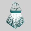 ROSE GAL 3D Figure Butterfly Printed Halter Ruched Tankini Swimsuit(Green_2/1X) view 2