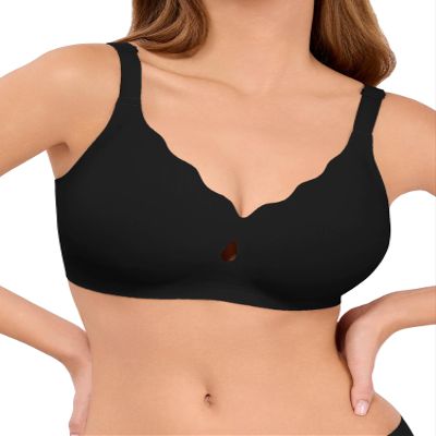 LUCKMEEY Bras for Women No Underwire Wave Push Up Wireless Bra Seamless Bras Full Coverage Bralettes Lift Everyday Bra Truffle Black XX-Large