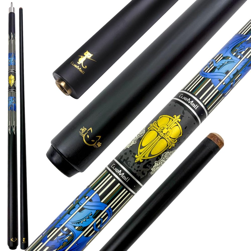 YEUEK CueMall 58" 2-Piece Billiard Pool Cue Sticks,12.5mm Fiberglass Graphite Composite Billiard Cue Sticks,19oz Pool Sticks Tacos de billar for Adults Men/Women, House or Commercial/Bar Use