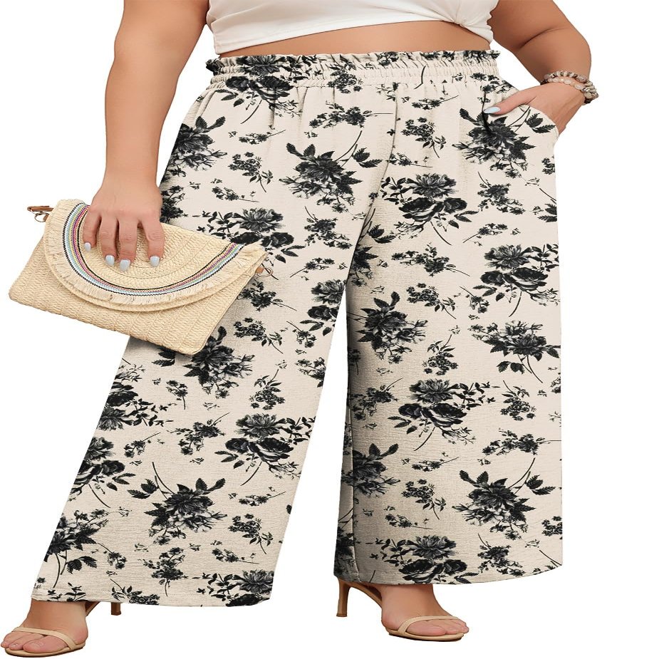 Lastshe Women's Plus Size Business Casual Pants High Waisted Fashion Lounge Dress Pants Straight Wide Leg Long Trousers with Pockets,Apricot Rose,2X