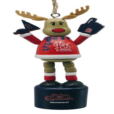 MLB Wooden Push Puppet Reindeer Ornament (St. Louis Cardinals)
