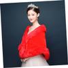 TINEASUR Durable Plush Tippet Cape Winter Shawl Wraps for Women Fashionable Wedding Dress Accessory (red) view 2