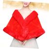 TINEASUR Durable Plush Tippet Cape Winter Shawl Wraps for Women Fashionable Wedding Dress Accessory (red) view 3
