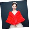 TINEASUR Durable Plush Tippet Cape Winter Shawl Wraps for Women Fashionable Wedding Dress Accessory (red) view 4