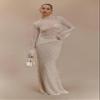 RanRui Women's lace Skirt Set Maxi Dress Sexy lace See-Through mesh Long-Sleeved Base Holiday Blouse Long Skirt Set HY145 (White,Large) view 3
