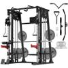 Waxman Smith Machine, 2200lbs Squat Rack with LAT-Pull Down System & Cable Crossover Machine, Training Equipment with Leg Hold-Down Attachment view 1
