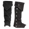Faux Leather Medieval Knight Boot Covers Spats Waterproof Leg Guards Costume Accessories, Black view 3