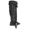 Faux Leather Medieval Knight Boot Covers Spats Waterproof Leg Guards Costume Accessories, Black view 4