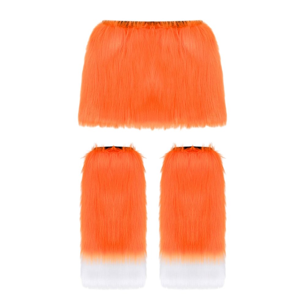 Faux Furs Leg Warmers Boot Cuff And Bodycon Skirt For Halloween Party Cosplay Costumes Gifts 2 Pieces/Set