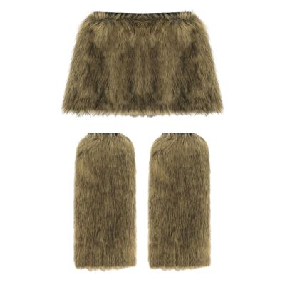 Faux Furs Leg Warmers Boot Cuff And Bodycon Skirt For Halloween Party Cosplay Costumes Gifts 2 Pieces/Set