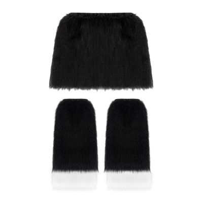 Faux Furs Leg Warmers Boot Cuff And Bodycon Skirt For Halloween Party Cosplay Costumes Gifts 2 Pieces/Set