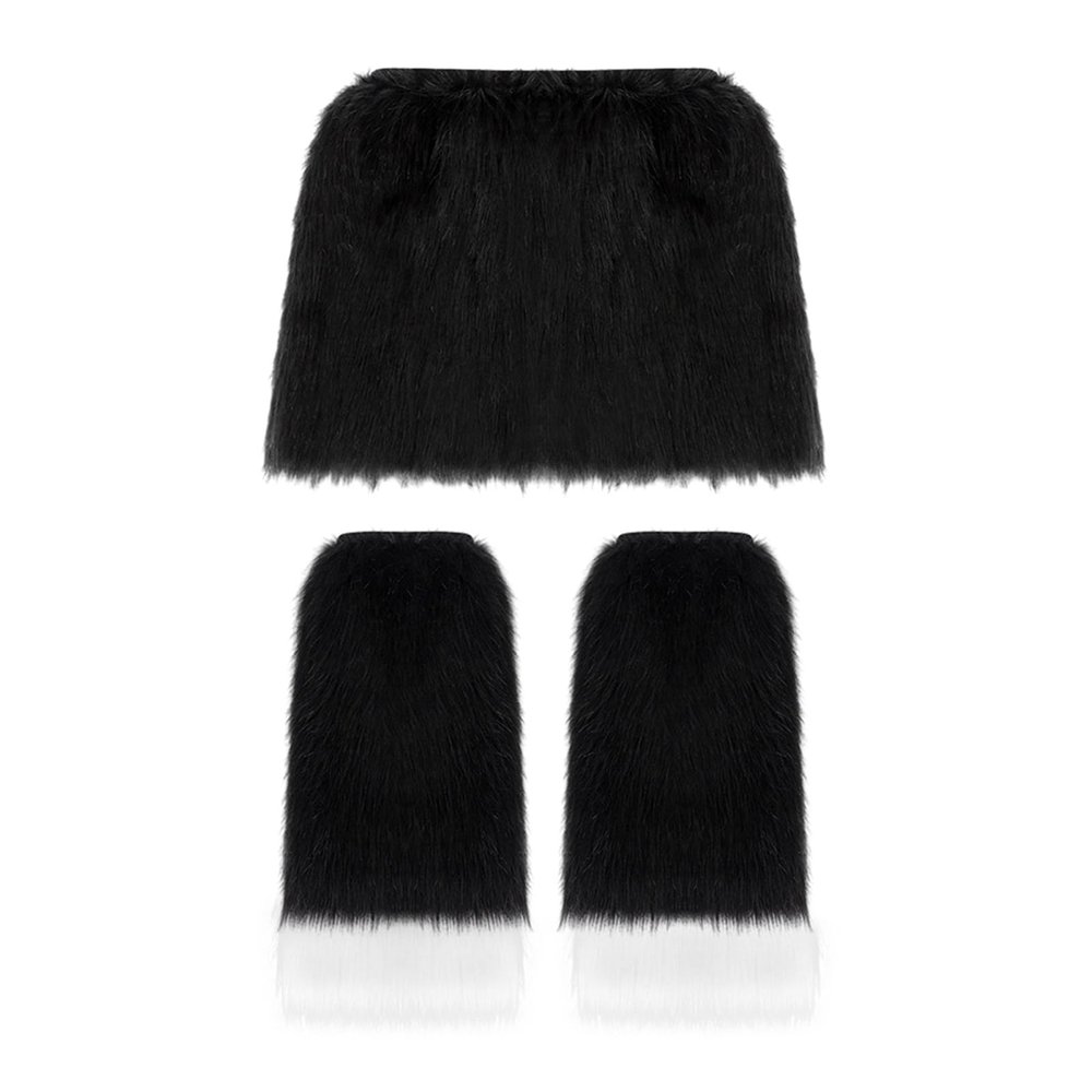 Faux Furs Leg Warmers Boot Cuff And Bodycon Skirt For Halloween Party Cosplay Costumes Gifts 2 Pieces/Set
