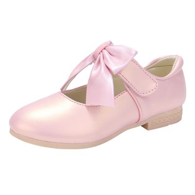 Girls Ballet Shoes Flower Mary Jane Flat with Bow Dress Shoes Part Wedding Communio Shoes for Kids Toddler (Pink, 11.5 Little Child)