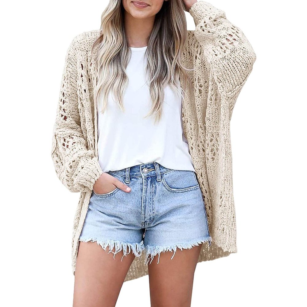 Amazon Warehouse Deals Today Thin Sweaters For Women Women Casual Long Sleeve Knitted Open Front Fashion Loose Elegant Warm Oversized New Knitted (White, Xxl) Womens Open Front Chunky Cardigan Sweate