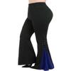 ROSE GAL Womens Plus Size Gothic Lace Up Two Tone Godet Hem Pull On Flare Pants(Blue_1/2X) view 1