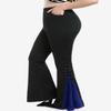 ROSE GAL Womens Plus Size Gothic Lace Up Two Tone Godet Hem Pull On Flare Pants(Blue_1/2X) view 3