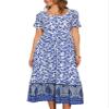 Allegra K Boho Dress for Women's Floral Print A-Line Midi Dresses Medium White view 1
