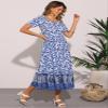 Allegra K Boho Dress for Women's Floral Print A-Line Midi Dresses Medium White view 4