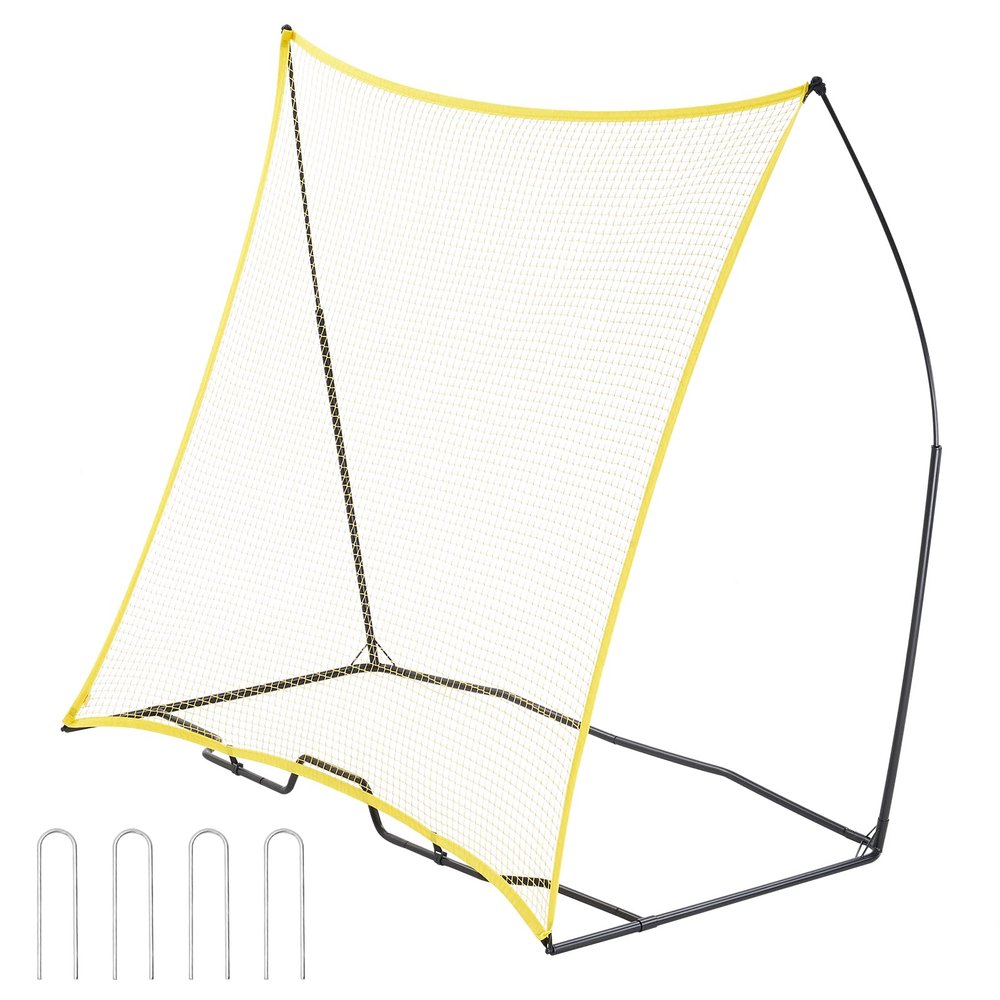 VEVOR Soccer Rebounder, Portable Soccer Trainer, 7x7FT Iron & Polyester Soccer Practice Equipment, Sports Football Rebounder Wall with Portable Bag, Perfect for Team Solo Training, Passing, Volley