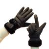 Women's Winter Touch Screen Gloves Plush Thick Windproof Cycling Mittens Cute Cartoon Skiing Warm Gloves(Black Rabbit Ears)