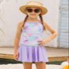 Girls Mermaid Swimsuit Tankini Bathing Suits Adjustable Strap Criss-Cross Swim Skirt Two Piece Swimwear 3-4T view 2