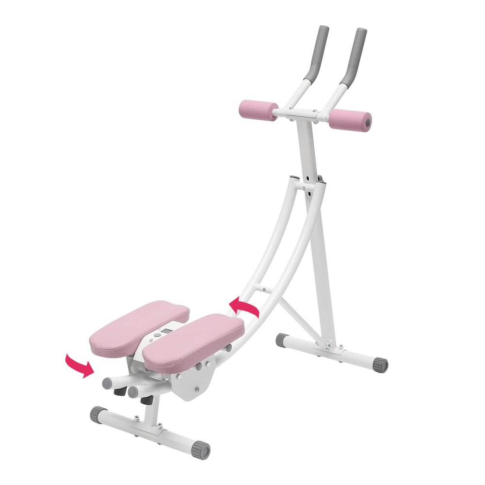 DDBESSIC Ab Machine for Stomach Workout - Abdominal Exercise Equipment with LED Display, 3 Level Adjustment, Foldable, 180 Cushion Rotation, Abs Crunch Exercise Equipment