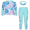 GRACE KARIN Girls Rash Guard Sets Long Sleeve Swimsuit 2Piece Bathing Surfing Suit Summer Beach Sun Protection Swimwear Blue Purple 5-6Y view 1