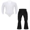 vastwit Men Modern Ballroom Dance Shirt Set Professional Latin Ballet Tango Rumba Leotard Bodysuit Dancewear White&Black Large view 1