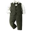 Toddler Boys Long Sleeve Shirt Tops Vest Coat Pants Child Kids With Bow Gentleman Outfits Weeding Clothes for (AG, 90) view 1