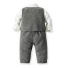 Toddler Boys Long Sleeve Shirt Tops Vest Coat Pants Child Kids With Bow Gentleman Outfits Weeding Clothes for (AG, 90) view 3