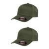 Flexfit 2-Pack Wooly Combed Premium 6-Panel Structured Baseball Cap | Stretch Fitted | Bulk Pack Available(Olive,S/M) view 1