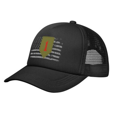 1st Infantry Division Baseball Cap Adjustable Casual Mesh Hats Duck Tongue Hat for Men Women68 Black