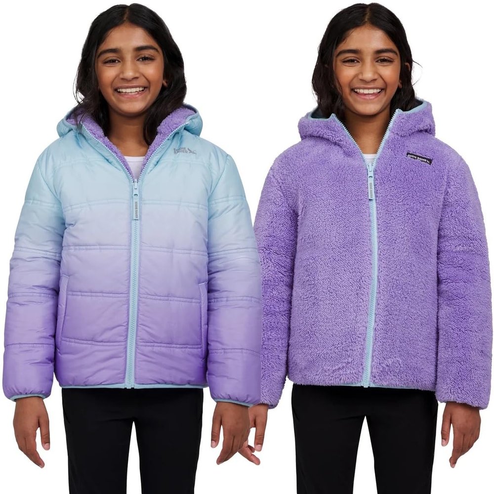 Eddie Bauer Kids Reversible Plush Hoodie Jacket (US, Alpha, Medium, Regular, Dream Blue)