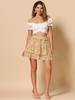 Allegra K Women's Layered Ruffle Hem Elastic Waist A-Line Skater Floral Mini Skirt Small Yellow view 3