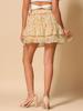 Allegra K Women's Layered Ruffle Hem Elastic Waist A-Line Skater Floral Mini Skirt Small Yellow view 4