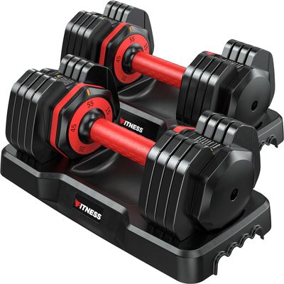 Adjustable Dumbbell Set 25LB/55LB Free Weights Dumbbells, 5 In 1 Weight Set, Suitable for Home and Gym (25, Pounds)