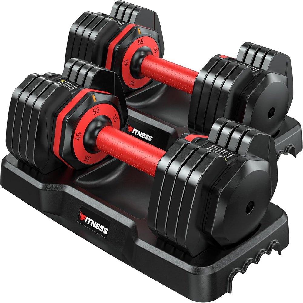 Adjustable Dumbbell Set 25LB/55LB Free Weights Dumbbells, 5 In 1 Weight Set, Suitable for Home and Gym (25, Pounds)