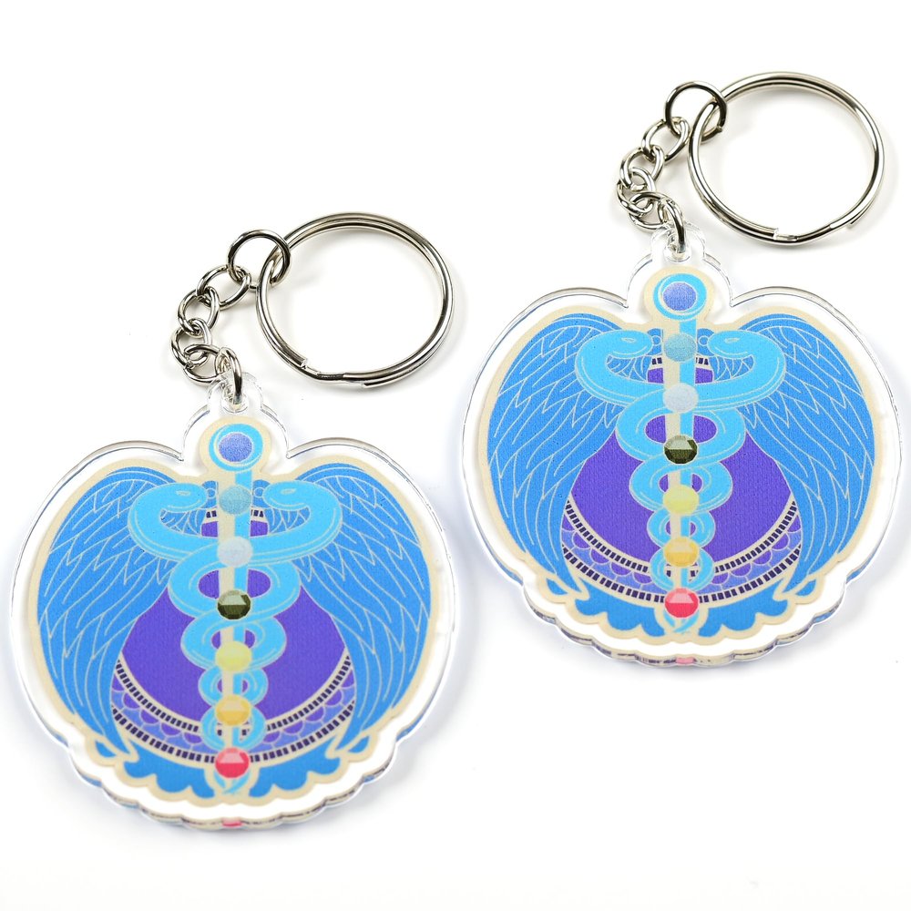 FunGiftCorner Life Force Amulet with 7 Chakra Feng Shui Keychains, Symbol of Safety and Health, Feng Shui Gift, Lightweight Acrylic, Made In USA, (2 Pack)
