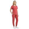 M&M SCRUBS Womens Jogger Scrub Set 4-Way Stretch V-Neck Nurse Scrubs Top & Pants (Coral, Small) view 3