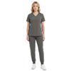 M&M SCRUBS Womens Jogger Scrub Set 4-Way Stretch V-Neck Nurse Scrubs Top & Pants (Heather Grey, X-Large-Petite) view 1