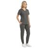 M&M SCRUBS Womens Jogger Scrub Set 4-Way Stretch V-Neck Nurse Scrubs Top & Pants (Heather Grey, X-Large-Petite) view 3