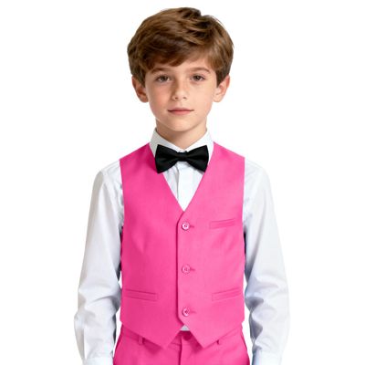 Lycody Boys Pink Vest for Kids Formal Tuxedo Vests Toddler Uniform Vest Outfit Sleeveless Jacket Size 3