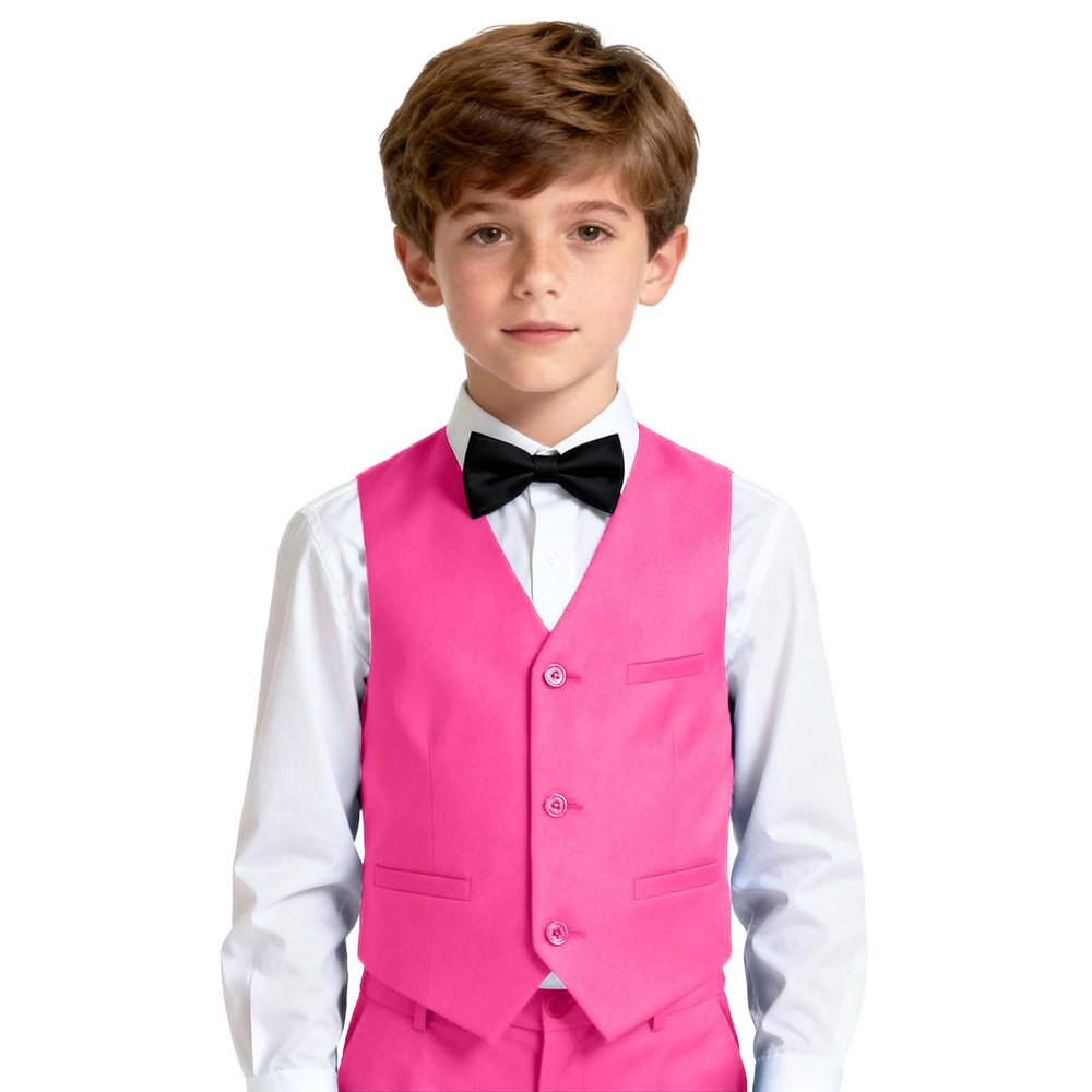 Lycody Boys Pink Vest for Kids Formal Tuxedo Vests Toddler Uniform Vest Outfit Sleeveless Jacket Size 3